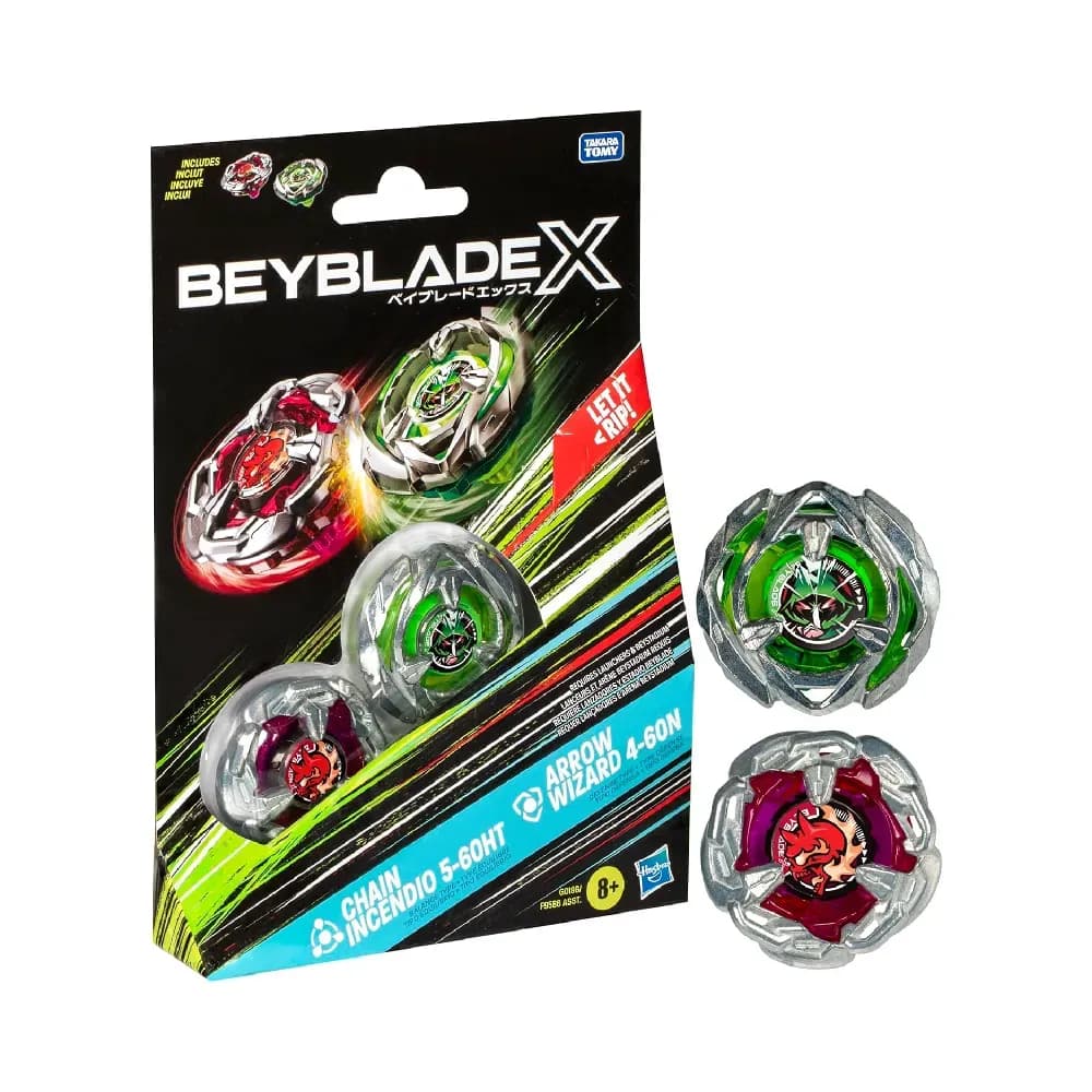 Beyblade X Chain Incendio 5-60HT and Arrow Wizard 4-60N Top Dual Pack Set