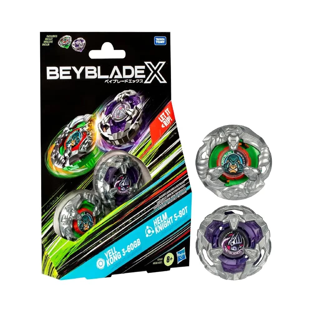 Beyblade X Yell Kong 3-60GB and Helm Knight 5-80T Top Dual Pack Set